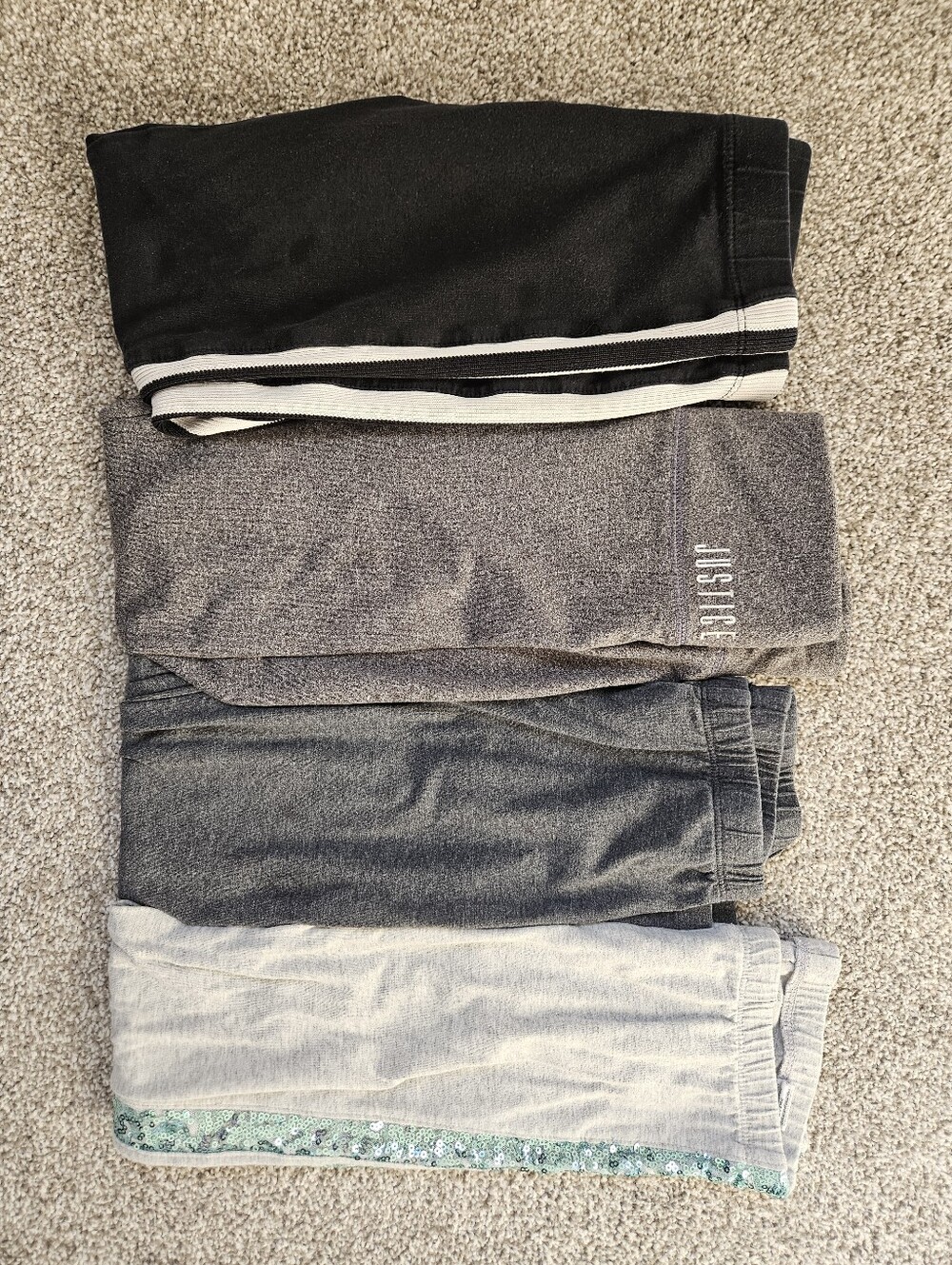 Girls Leggings Size 8/7-8/med Mexx Justice Place Zara Grey Side Stripe Sequin4pr